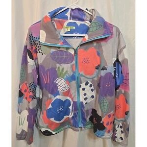 Trisha Tyler Full-zip Sweater Sweatshirt Floral Multicolor Pockets Women's Sz XL